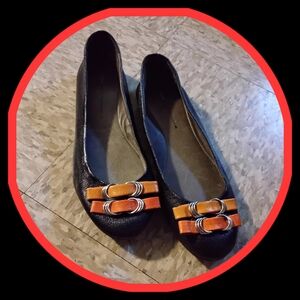 Pilcro and the Letterpress Black and Orange Loafers